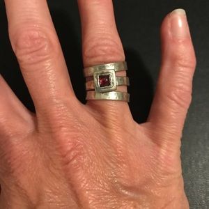Silpada sterling silver and garnet stone ring